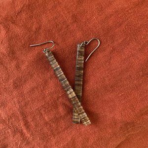 Light and Long Brown Striped Earrings